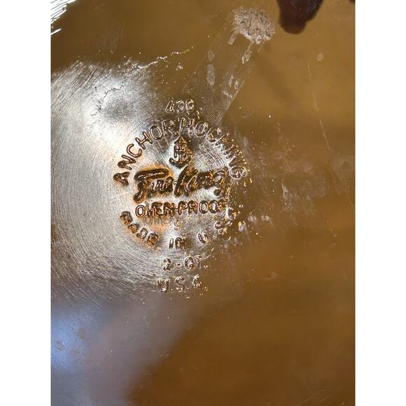 Vintage Anchor Hocking Fire King 2 Qt Casserole Pot Pan Clear #438 Amber USA - Picture 5 of 5